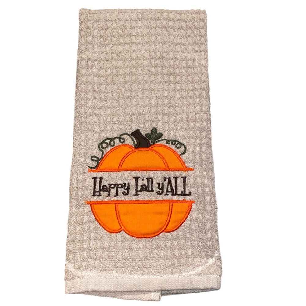 Fall kitchen towel applique embroidery NWOT